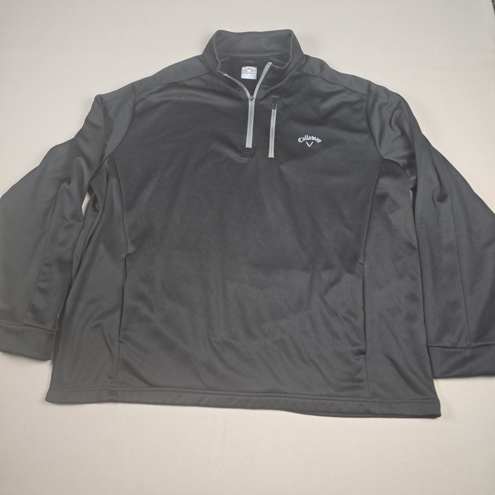 Callaway Golf Pullover Mens XXL Black Quarter Zip Tech Fleece Jacket Sweater
